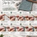Numbered step-by-step panels showing how to double crochet, from yarn over to the completed stitch