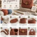 Numbered step-by-step panels showing how to crochet a mini bag, from the flat circle base through the sides to the finished bag with strap