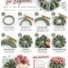 Numbered step-by-step panels showing how to crochet a scrunchie, from working over the hair elastic to the finished ruffled scrunchie