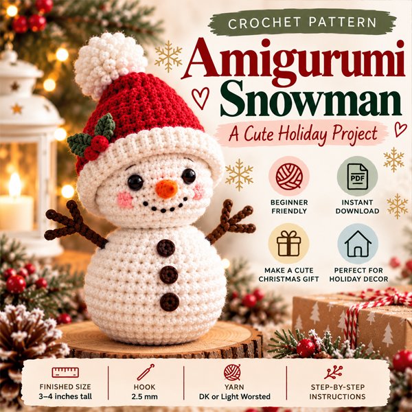 Amigurumi snowman crochet pattern