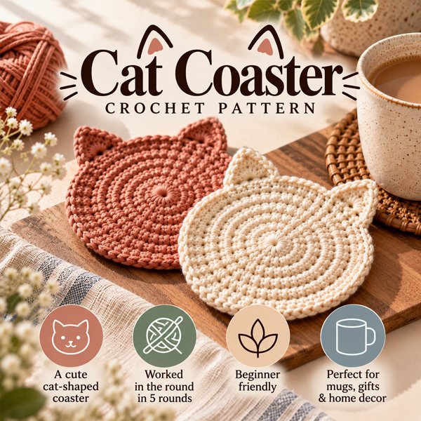 Cat coaster crochet pattern
